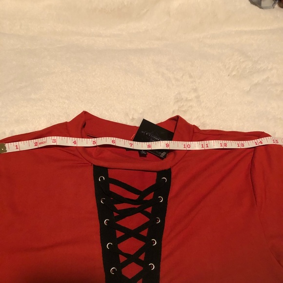NWT- super soft red/orange w/black lace up top - Picture 7 of 7